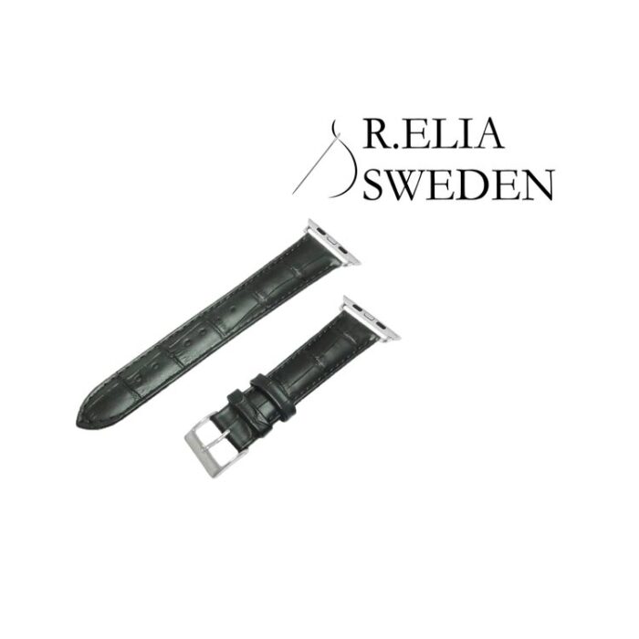 Apple watch Klockarmband R.Elia Svart krokodilmönster äkta läder 1