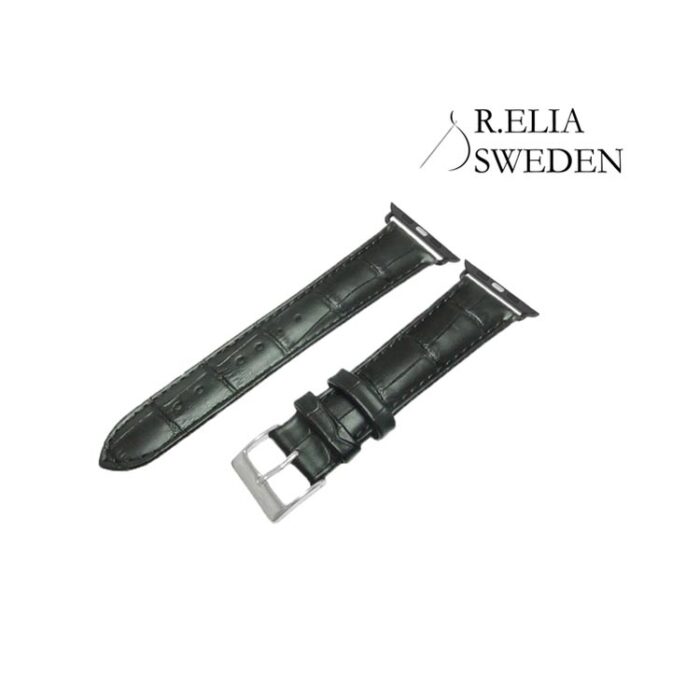 Apple watch Klockarmband R.Elia Svart krokodilmönster äkta läder 2