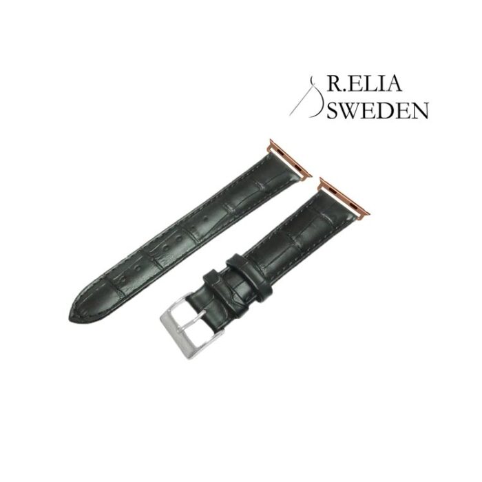 Apple watch Klockarmband R.Elia Svart krokodilmönster äkta läder 3