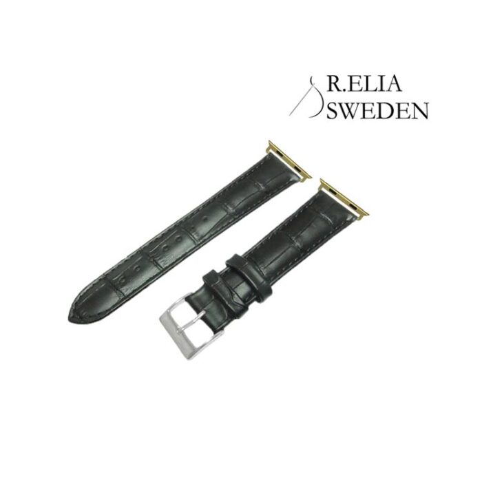 Apple watch Klockarmband R.Elia Svart krokodilmönster äkta läder