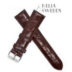 Klockarmband R.Elia Blankpolerad brun krokodilmönster i äkta läder