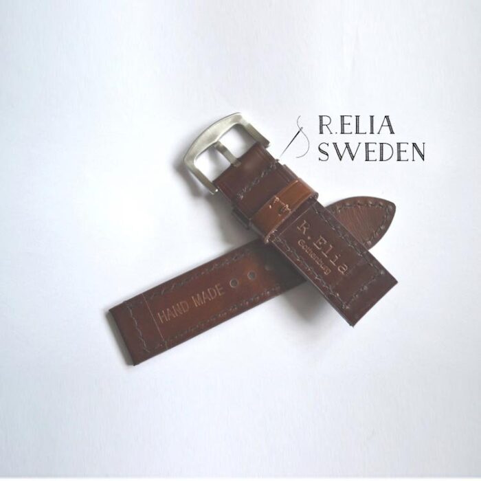 Klockarmband R.Elia Brun HANDGJORD i äkta läder 1