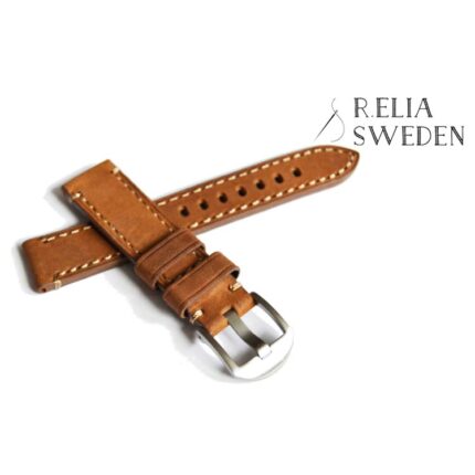 Klockarmband R.Elia Brun oljat skinn äkta läder
