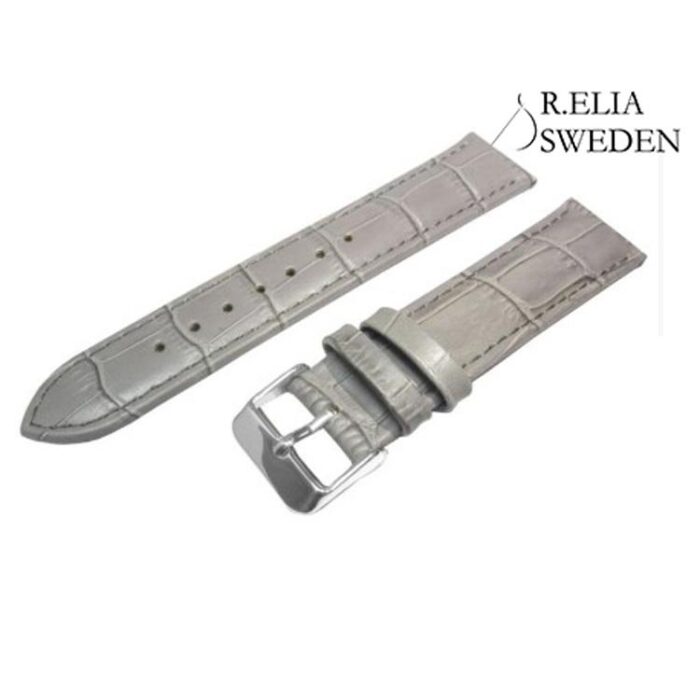 Klockarmband R.Elia Grå krokodilmönster äkta läder