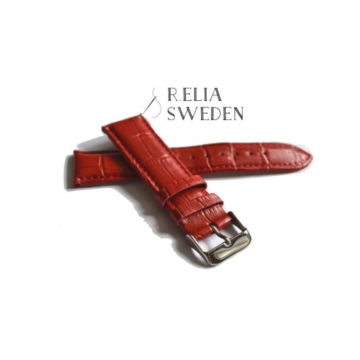 Klockarmband R.Elia Röd krokodilmönstrad i äkta läder