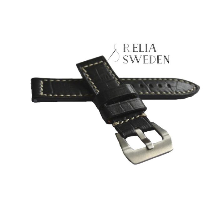 Klockarmband R.Elia Svart PANI äkta läder