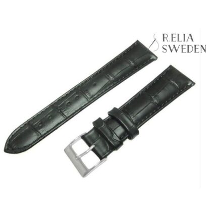 Klockarmband R.Elia Svart krokodilmönster äkta läder