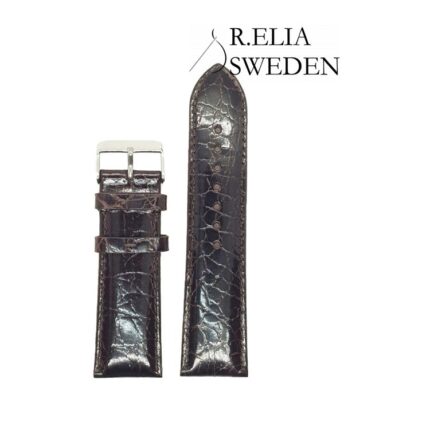 Klockarmband R.Elia brun blankpolerad mönstrad i äkta läder