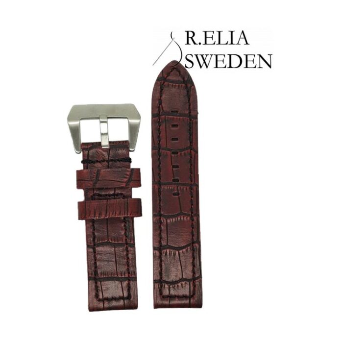 Klockarmband R.Elia röd krokodilmönstrad läder pani