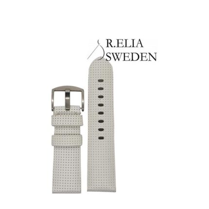 Vitt klockarmband i äkta läder 24mm