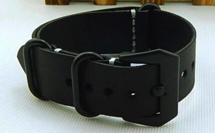 Svart zulu läder band 22mm 24mm 26mm