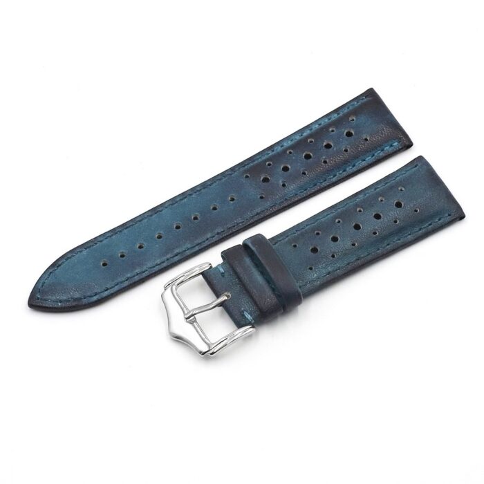 BLÅ Klockarmband Tropic vintage – Äkta kalvläder 20mm 22mm
