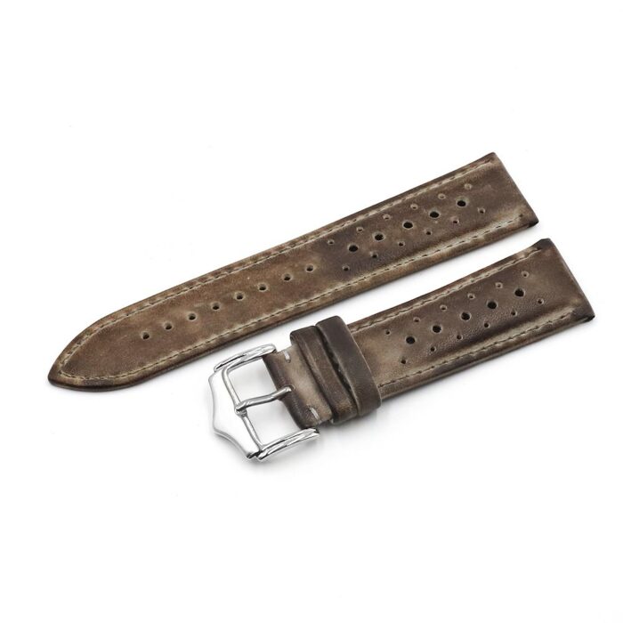 Grå Klockarmband Tropic vintage – Äkta kalvläder 20mm 22mm