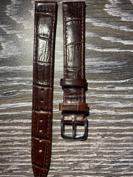 Klockarmband 16mm Extra lång XL brun krokomönster