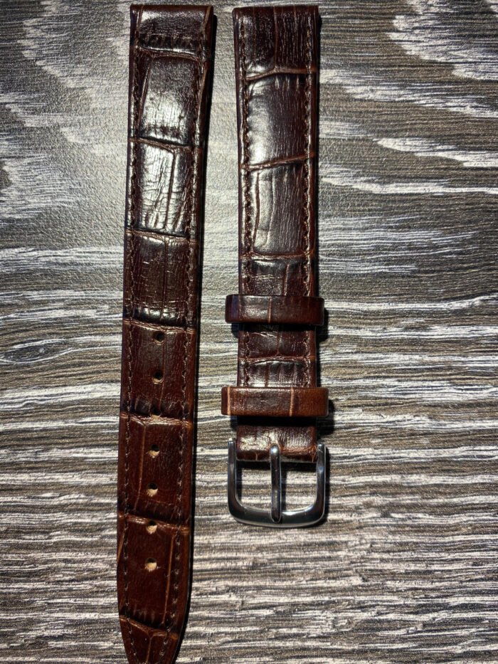 Klockarmband 16mm Extra lång XL brun krokomönster