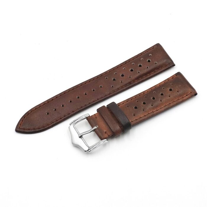 Mörkbrun Klockarmband Tropic vintage – Äkta kalvläder 20mm 22mm