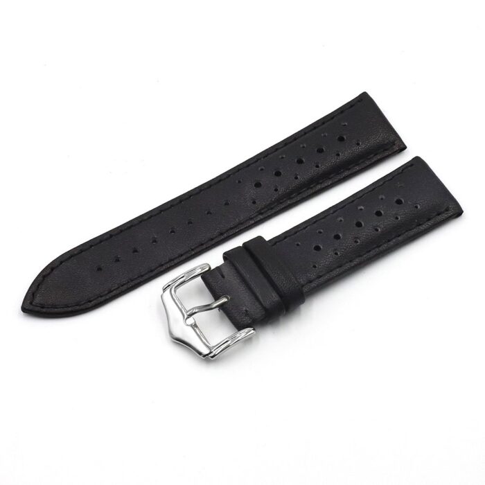 Svart Klockarmband Tropic vintage – Äkta kalvläder 20mm 22mm