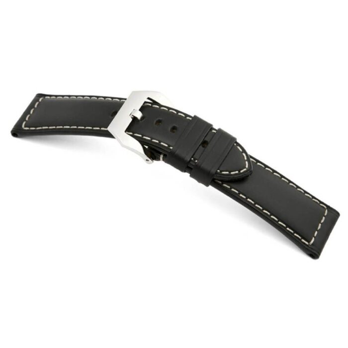 Rios1931 Klockarmband för Panerai Firenze Extra långt XL – 26mm äkta läder SVART
