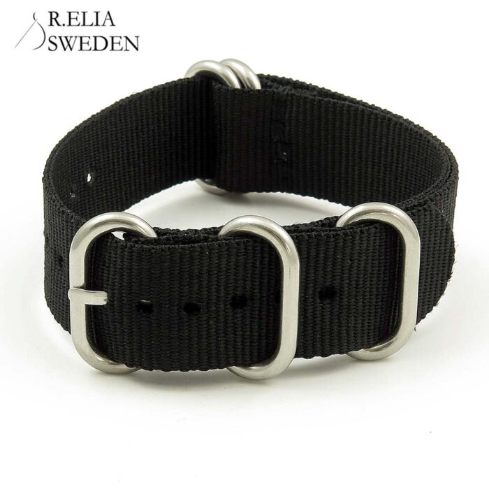 NT.NL .1.ps 5 Ring Nylon NATO Strap in Black