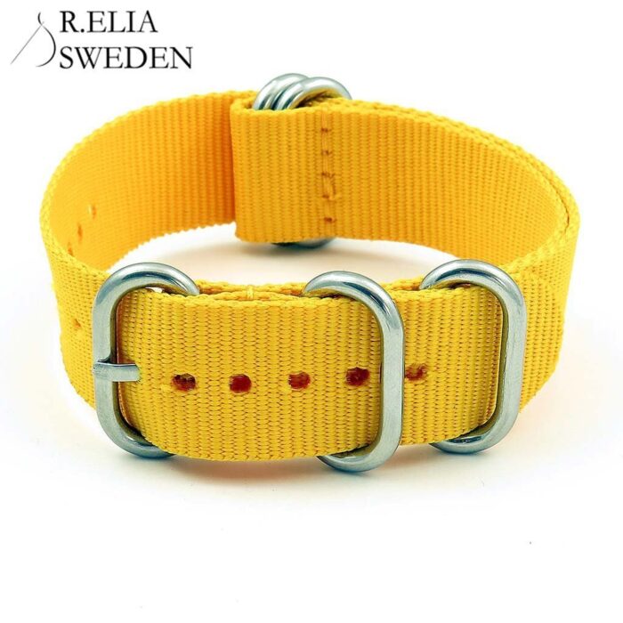 NT.NL .10.ps 5 Ring Nylon NATO Strap in Yellow