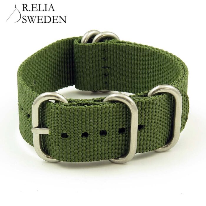 NT.NL .11.ps 5 Ring Nylon NATO Strap in Green