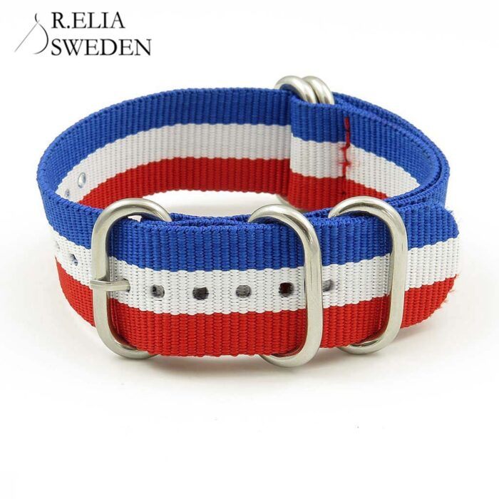 NT.NL .5.22.6.ps in 5 Ring Nylon NATO Strap in Red White Blue USA