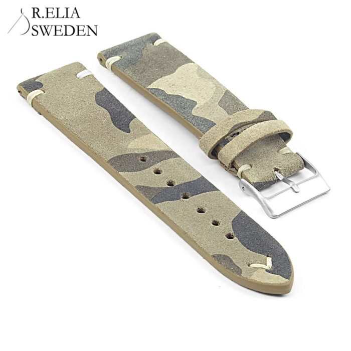 st16.11 Suede Camo Watch Strap in green Moss